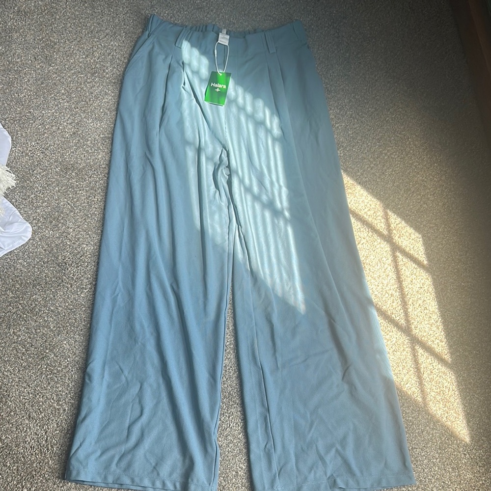 HALARA Blue Wide Leg Pants with Relaxed Fit